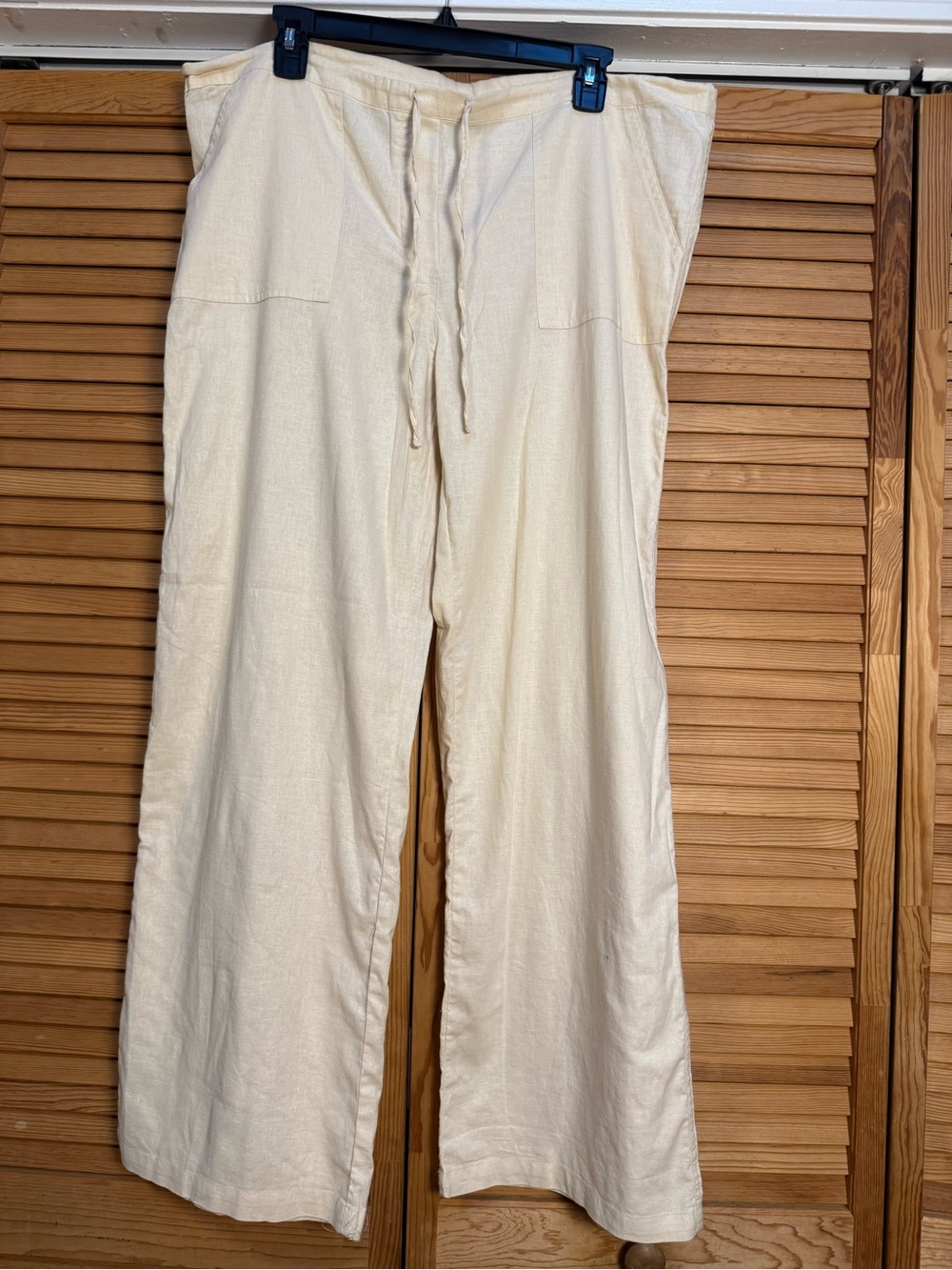 VENUS Cream Linen Blend Wide Leg Drawstring Pants Size M Minimalist Boho‎ Chic